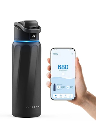 Waterh Boost Akıllı Termos Hidrasyon Takibi Yapan, Yalıtımlı 0,71l / 24oz Akıllı Şişe Siyah