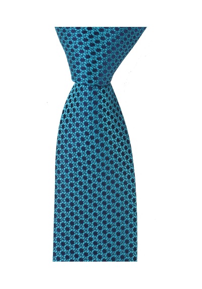 Esgue Dar Kesim Slim Lacivert - Turkuaz Desenli 6 Cm. Hand Made Kravat