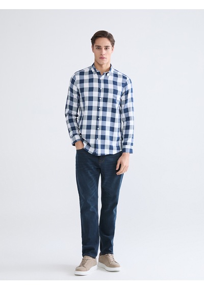 Lcwaıkıkı Classic Lacivert Regular Fit Ekose Erkek Gömlek