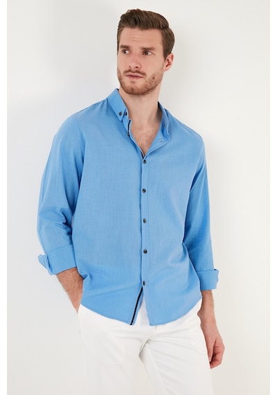 Buratti Pamuklu Regular Fit Düğmeli Yaka Erkek Gömlek Cf20S111871 Koyu Mavi