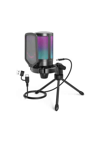 Ampligame A6v Yayıncı - Oyuncu - Gamer - Podcast - Youtuber Rgb Usb Mikrofon Siyah