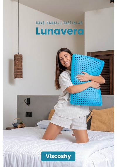 Viscoshy Lunavera Airflow Hava Kanallı Ortopedik Visco Yastık Premium Ortopedik Visko, Lüks, Visco Yastık Beyaz