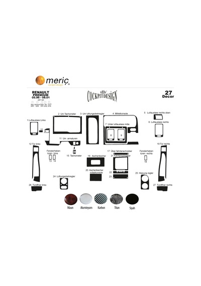 Meriç® Renault Premium Midlum Ön Konsul Kaplama 27 Parça 96-2001 (530158136)