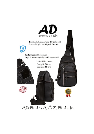 Adelina Bags Unisex Siyah Werner Göğüs Ve Omuz Çantası Çapraz Askılı Body Bag