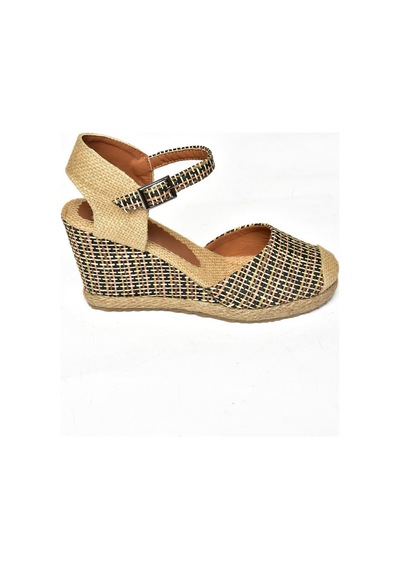 Fox Shoes P241612004 Siyah Kumaş Dolgu Topuklu Kadın Ayakkabı Siyah