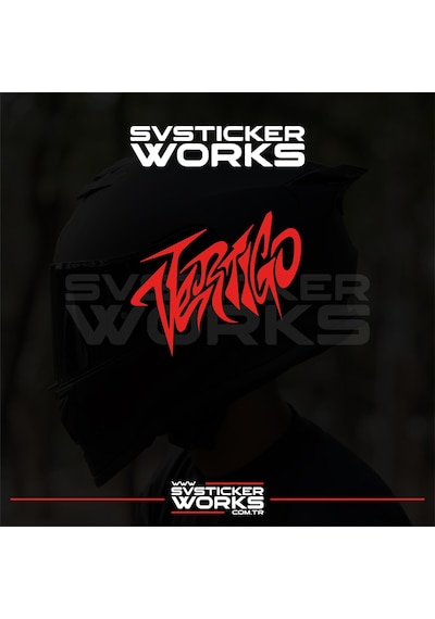Vertigo Yazılı Kask Sticker Tüm Kasklar Uyumlu Tek Yön 1 Adet Kırmızı