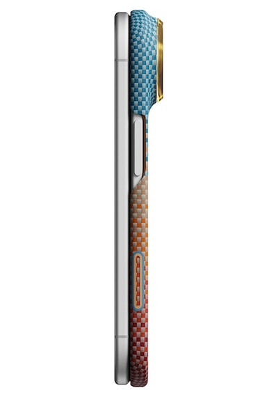 Apple Uyumlu iPhone Duo Kılıf M-safe Özellikli Aramid Fiber Pitaka Sunset 2.0 California Dream Mavi-kahverengi Mavi - Kahverengi