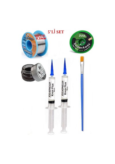 Lehimleme Seti 40 G 0,5 Mm Lehim Teli 2uul-2015 Lehim Fitili Flux Lehim Toplama Fırça Seti Tk45