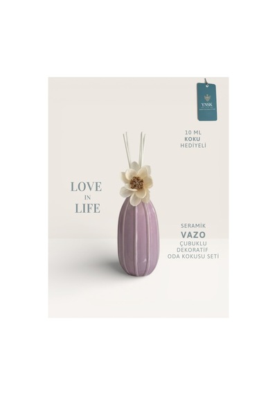 Chacha Home Luxury Love İn Life İthal Seramik Vazo Çubuklu Dekoratif Oda Kokusu Seti Oda Kokusu Hediyeli Parfümlü
