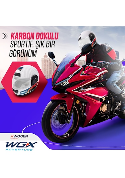 Wogen Fullface Kask Karbon Beyaz