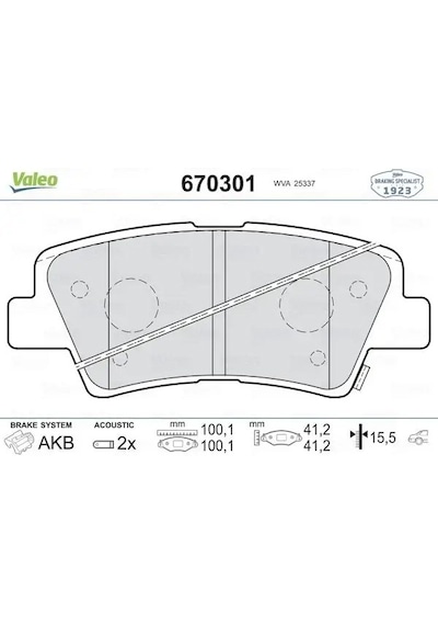 Kia Rio Arka Fren Balatasi 2012-2022 Valeo 670301