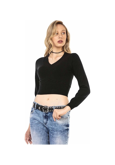 Cipo & Baxx WP233 Crop Top Siyah Triko Siyah