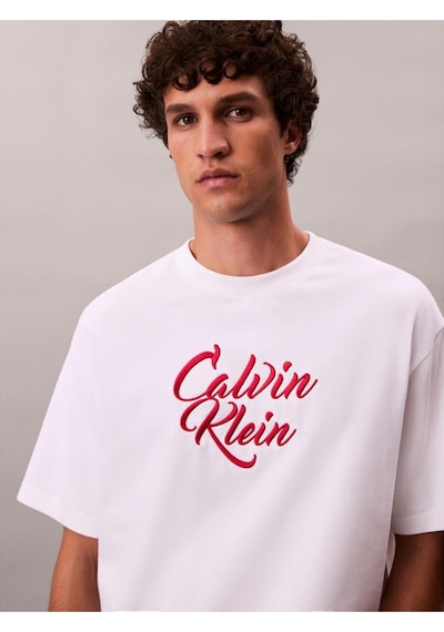 Calvin Klein Ck Lv04rd801g Ss 16s Sn Cursıve Calvın Graphıc Erkek Tshırt-10585 Siyah