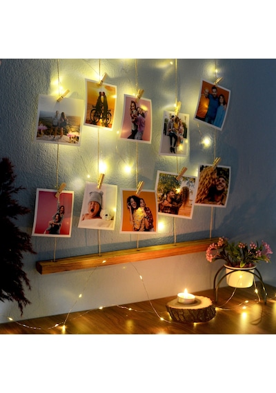 İpli Led Işıklı Ve Mandallı Fotoğraf Çerçeveleri Duvara Resim Çerçeve