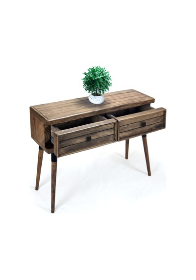 Mobenta Stria Entry: Modern Masif Dresuar 2 Çekmeceli Antre Konsolu - 120x31.5 Cv Ceviz
