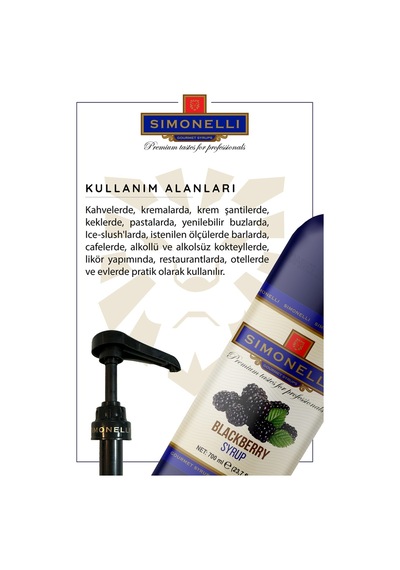 Simoenlli Kahve Şurubu Böğürtlen Aromalı 700 ML + Pompa Simonelli