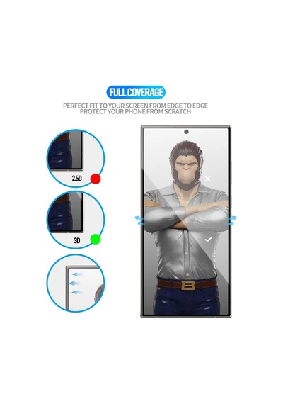 Samsung S24 Ultra Kavisli Tam Kaplayan Cam Ekran Koruyucu Akıllı Telefon Şeffaf Koruma Cep Aksesuarı