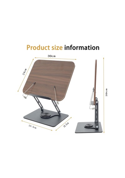 Ht-907 Metal Ahşap Kitap Okuma Standı 360 Dönebilen Katlanabilir Masaüstü Rahle Laptop Standı Tablet