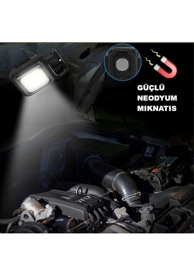 Led Işıklı Flash Özellikli 4 Modlu Anahtarlık El Feneri Beyaz