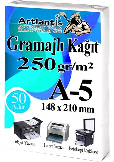 A5 Gramajlı Fotokopi Kağıdı 50 Adet 250 Gr Sertifika Kağıdı Kalın Kağıt Baskı Tüm Yazıcılara Uyumlu 14.8x21cm Ofis Büro