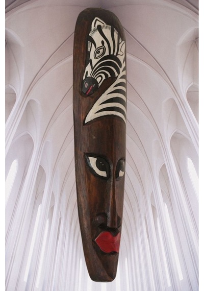 Ahşap Otantik Mask Zebra 50cm Duvar Süsü Dekoratif Maske