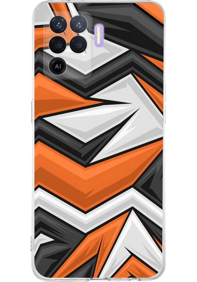 Oppo A94 Uyumlu Kamera Korumalı Grafiti Tasarımlı Şeffaf Silikon Kılıf Şeffaf