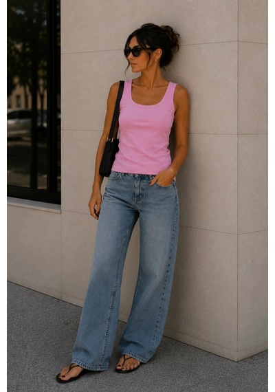 Bbbutikbasic %100 Pamuk Esnek Dokulu Basic Atlet My3535 Pembe