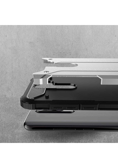 Noktaks - Redmi Note 8 Pro Uyumlu - Kılıf Çift Katman Zırh Tank Crash Military Kapak - Kırmızı Kırmızı