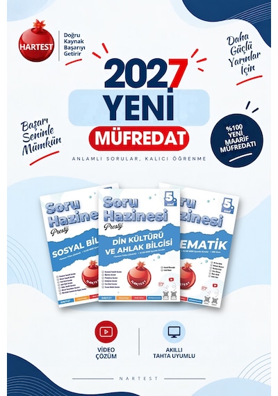 Nartest Yayınevi 2027 5. Sınıf Sosyal Bilgiler + Din Kültürü Ve Ahlak Bilgisi + Matematik Yeni Müfredat Bağlam Temelli Soru Hazinesi Seti 3 Kitap