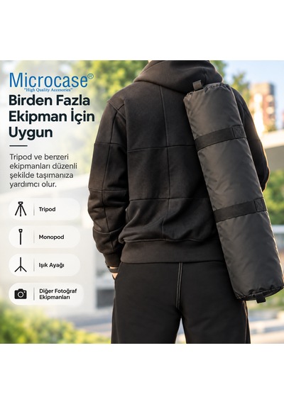 Microcase El Ve Omuz Askılı Cepli Su Geçirmez Tripod Stand Vb Çeşitli Ekipmanlar İçin Taşıma Çantası Al7022 Siyah