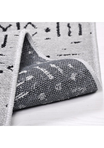 Çam Halı Crea Decolux Vena 8015 Gri Özel Kaymaz Tabanlı Pamuk Dokuma Kilim - 80x150