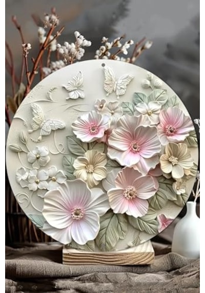 3d Çiçek Kelebek Desenli Mdf Duvar Süsü, Dt158 Diğer