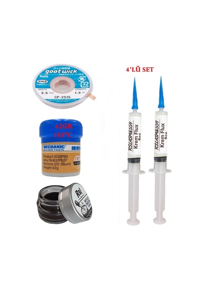 Mechanic Krem Lehim 183 C 42gr Havya Uc Temizleyici Flux Lehim Toplama Cp-2515 Lehim Emme Teli Seti01