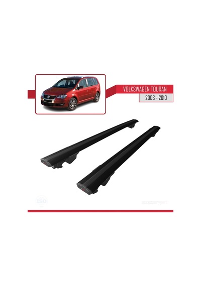 Volkswagen Touran 2003-2010 Arası İle Uyumlu Hook Model Anahtar Kilitli Ara Atkı Tavan Barı Siyah