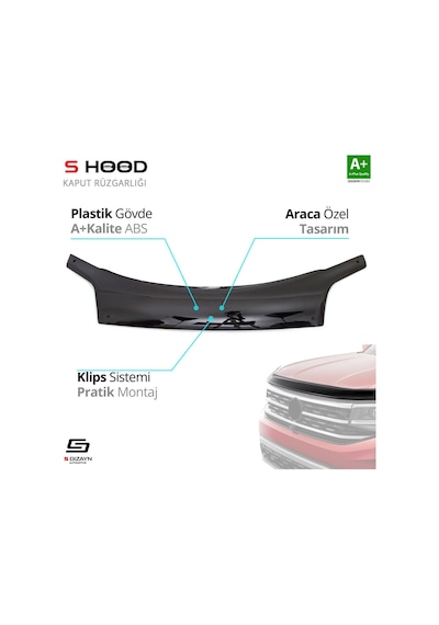 S-dizayn Ford Connect Abs Plastik Kaput Rüzgarlığı 2009-2014 A+kalite