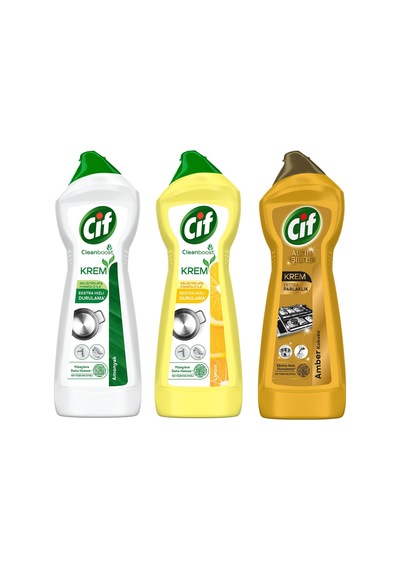 Cif Krem 750 Ml - Amonyak - Limon - Gold 3 Lü Karma Paket 3'lü Set