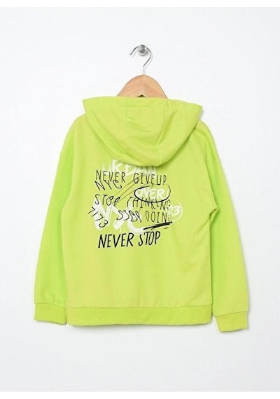 %100 Pamuk Baskılı Kapüşonlu Erkek Çocuk Yeşil Sweatshirt/hoodie/üst Giyim 1451 Yeşil