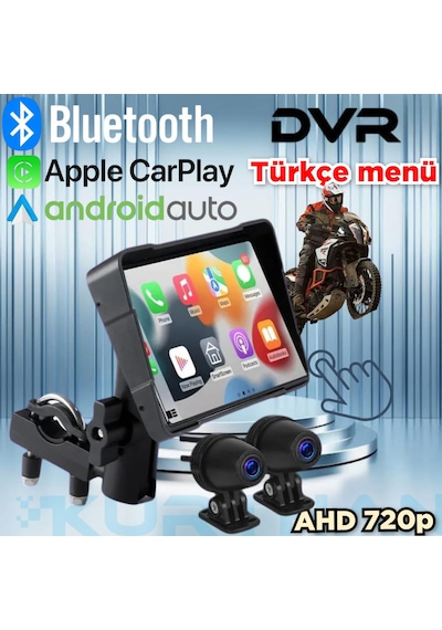 5 İnç Dokunmatik Moto Dvr Carplay Ve Android Auto Türkçe Menü