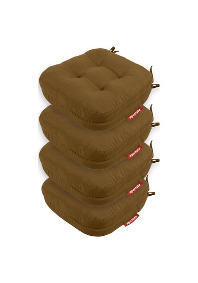 Sandalye Minderi 4'lü Set 42x42x8 Cm Kalın Çift Kat Pofidik Minder Yıkanabilir Fermuarlı Su Ve Yağ İtici Kahveren Çok Renkli