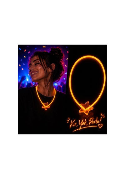 Glow Kolye Neon Fosforlu Işıklı Kolye Turuncu Renk Diğer