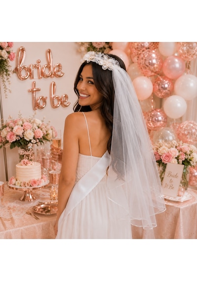 Çiçekli İncili Duvaklı Taç Çember Model Bekarlığa Veda Parti Aksesuarı Bride Diğer