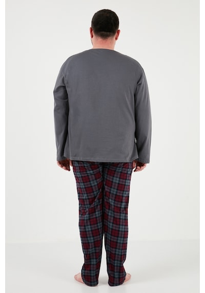 Buratti Pamuklu Regular Fit Büyük Beden Erkek Pijama Takımı 6572001B Antrasit