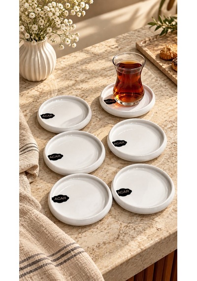 6'lı Perla Porselen Çay Tabağı 10 Cm-8028 Beyaz