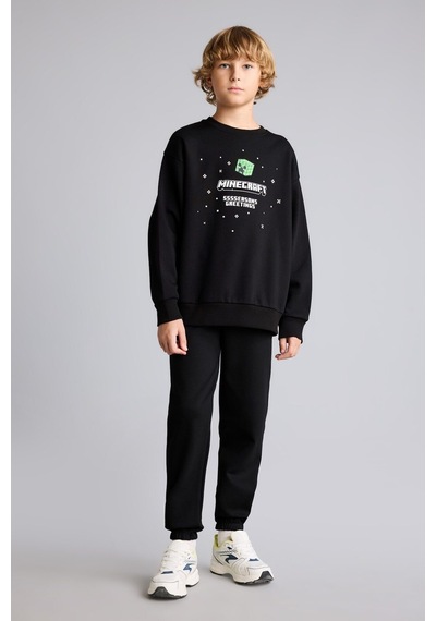 Defacto Yılbaşı Temalı Minecraft Baskılı Bisiklet Yaka Sweatshirt Erkek Çocuk I5170a826wnbk81 Siyah-bk81