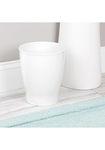 İdesign Banyo, Yatak Odası, Ev Ofis, Yurt İçin Kompakt Yuvarlak Plastik Çöp Kovası, 19,6 Cm X 19,6 Cm X 23,1 Cm, Franklin Koleksiyonu, Beyaz