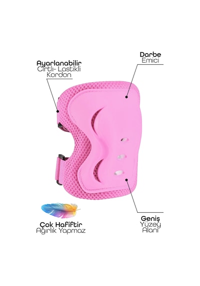 6'lı Yüksek Koruma 3-12 Yaş Paten Scooter Bisiklet Kaykay Diz Dirsek El Koruma Koruyucu Seti Pembe Pembe