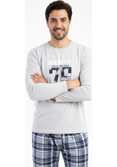 Free Beka Uzun Kollu Ekose Desenli Altı Kareli Erkek Pijama Takımı Pamuklu Ve Rahat Kumaş Gri Free Beka Uzun Kollu Ekose Desenli Altı Kareli Erkek Pijama Takımı Pamuklu Ve Rahat Kumaş Gri