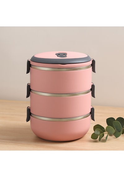 3'lü 1.8l Sefer Tası Saklama Kabı - Açık Pembe Çr