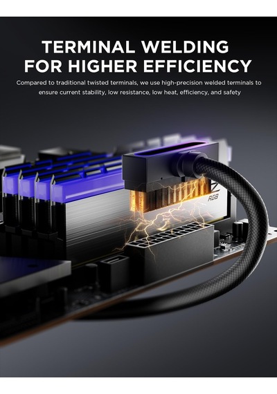 Hydrus-24pın Pc Psu Uzatma Kablosu Argb Led, Bakır Tel Anakart Güç Uzatma Kablosu Entegre Minimalist Tasarım, 2000w Güç Tüm Set , Kablo Yönetimi Ve Dıy İçin Pc Güç Kablosu
