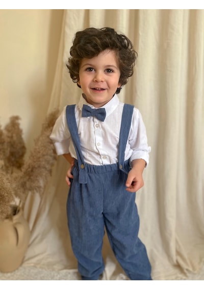 Miababy Papyonlu Fitilli Üçlü Takım İndigo